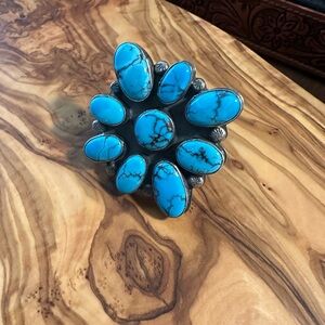 WHITE WATER Turquoise GILBERT NEZ Statement Ring